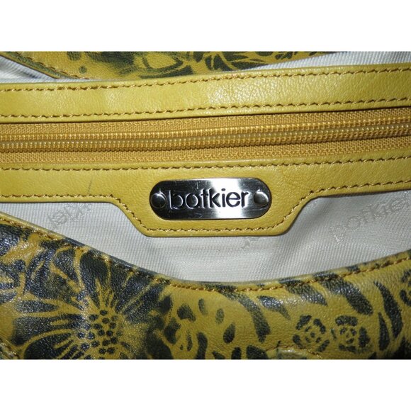 BOTKIER Morgan Indonesian Lamb leather tassel satchel Yellow Green floral print - Picture 10 of 16